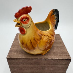 Otigari Vintage Ceramic Chicken rooster creamer or Planter Or Decorative Figurine farmhouse whimsical  1981