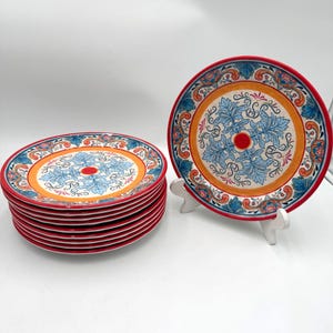Tommy Bahama Floral Melamine Dinner Plates Set of 10 outdoor summer serving lightweight 9” colorful