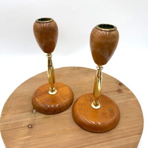 Set of 2  Oregon  Myrtle wood Candle Holders MCM decor