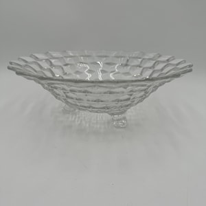 Cuenco americano Fostoria transparente con tres dedos y base acampanada vintage