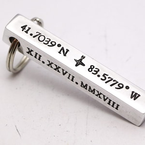 Four-Sided Bar Key Chain - Sterling Silver