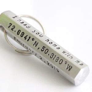 Custom Keychain,Personalized Key Chain,Custom Coordinates Keychain,Personalized Keyring,Customized Keyring,Husband gift,Gift for men