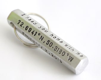 Custom Keychain,Personalized Key Chain,Custom Coordinates Keychain,Personalized Keyring,Customized Keyring,Husband gift,Gift for men