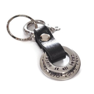 Keychain Personalized,Custom Leather Keychain,Custom Handstamped Keychain,Personalized Keychain,Customizd Keychain For Men,Family Keychain