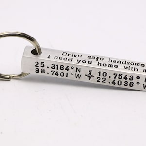 Custom Bar Keychain,Personalized Key Chain,Custom Coordinates Keychain,Personalized Keyring,Customized Keyring,Husband gift,Gift for men