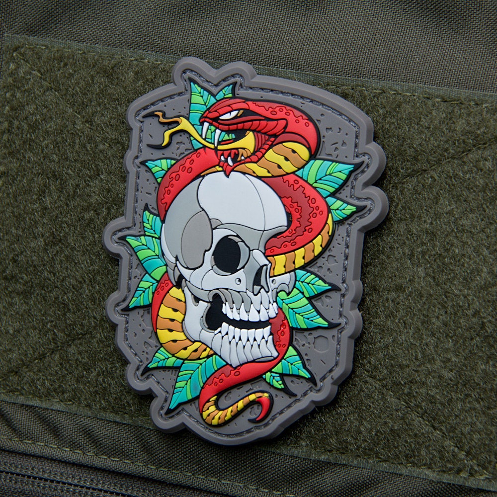 3D PVC tactical morale military airsoft biker patch Skull go to