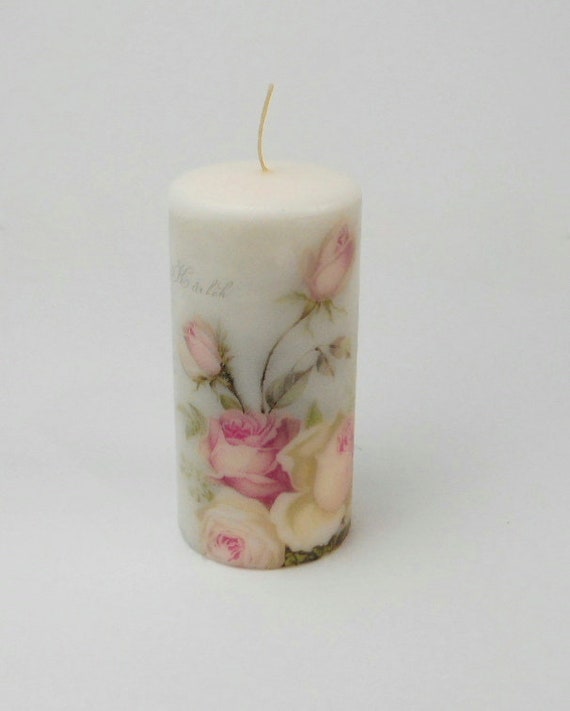 Romantic Rose Petals Scented Decorative Pillar Candle Handmade Hand-poured Romantic Rose Petals Scented Decorative Pillar Candle Handmade Hand-poured