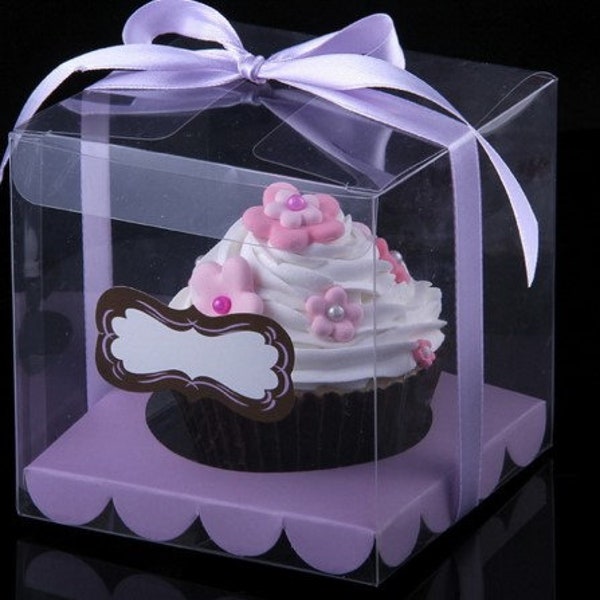 Purple Cupcake Favor Boxes. Clear Cupcake Boxes - Square Cupcake Boxes. Wedding Favor Boxes. boxes. Party Supplies. Fast 2-3 Day US Shipping