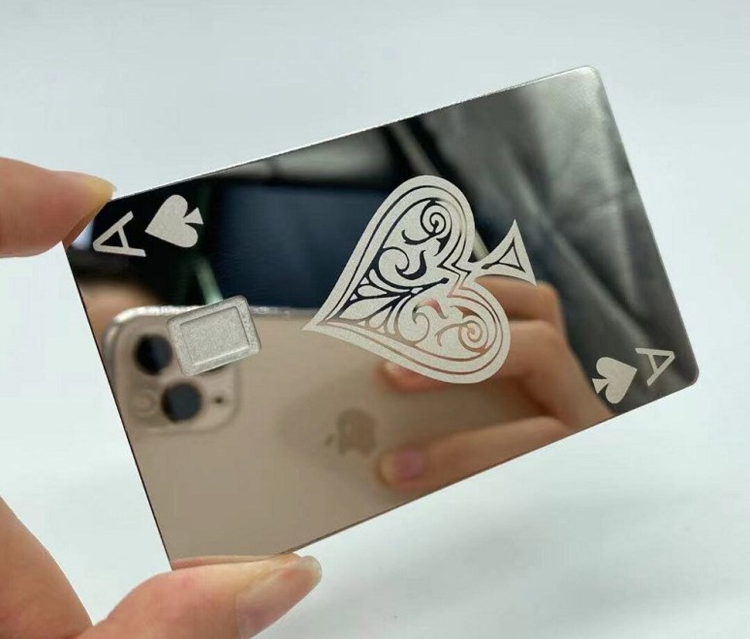 Blank Mirror Silver Custom Ace of Spades Credit Card With Chip Slot