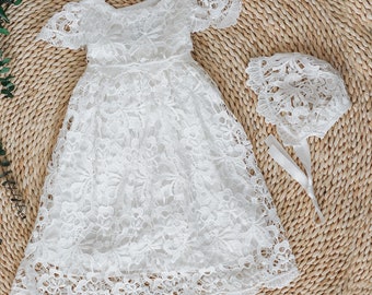 The Hadley Dress for baby christening, baptism, blessing, includes bonnet