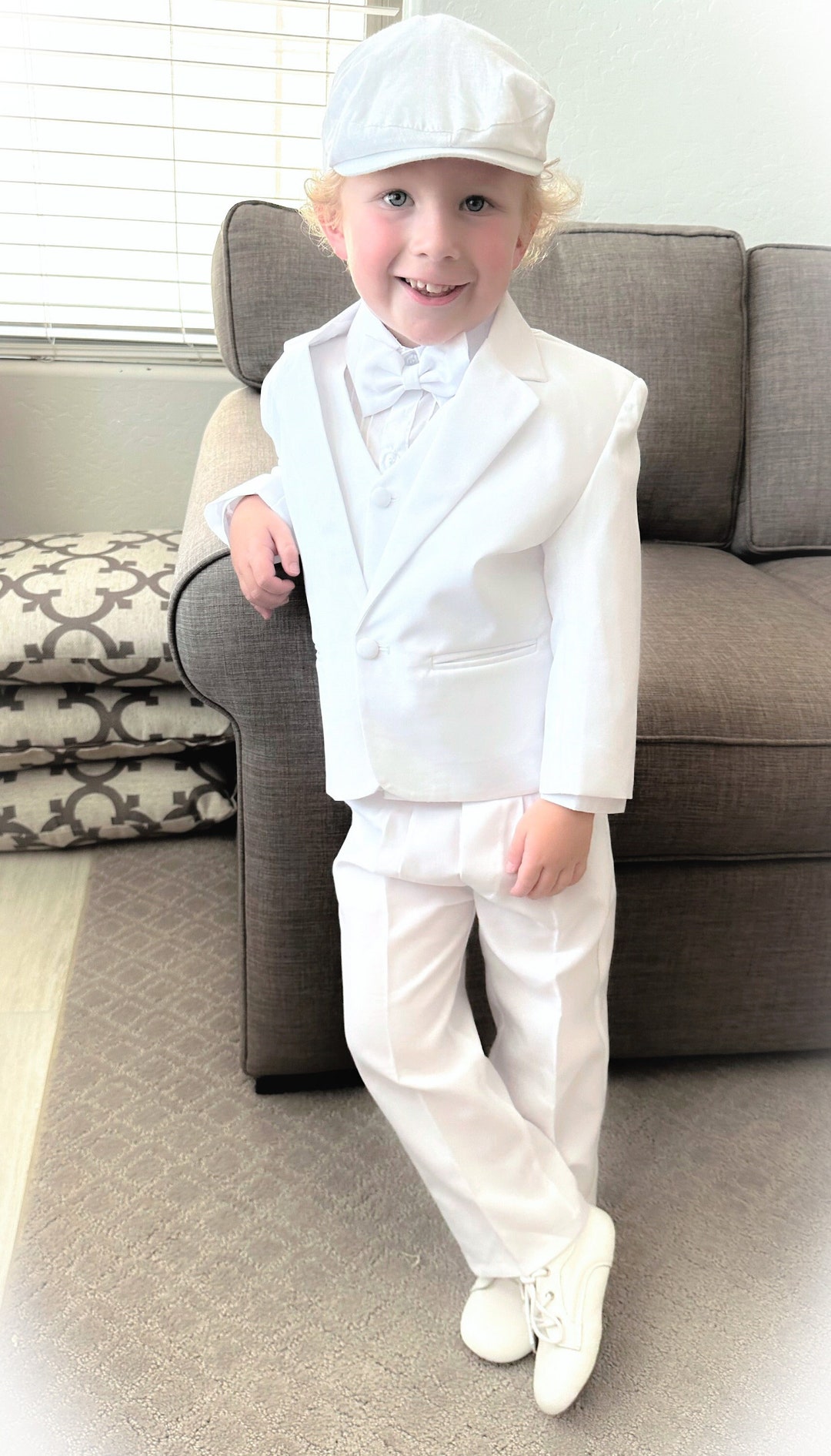 Allwhite 5piece Suit for Baby Boy Baptism, Christening, Blessing