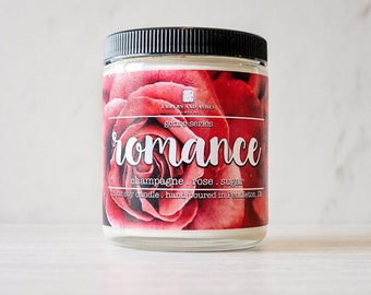 Romance | Champagne, Rose + Sugar | Book Genre Bookish Reading Bookworm Inspired Soy Candles