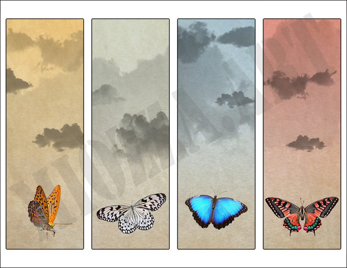 Butterflies Printable PDF Bookmarks Digital Download Etsy