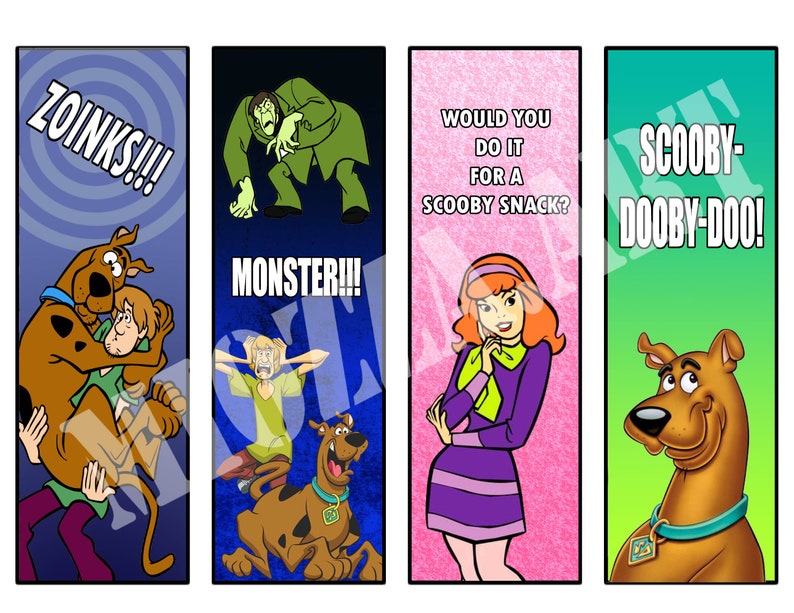 8 Scooby Doo Printable PDF Bookmarks Set, Digital Download - Etsy