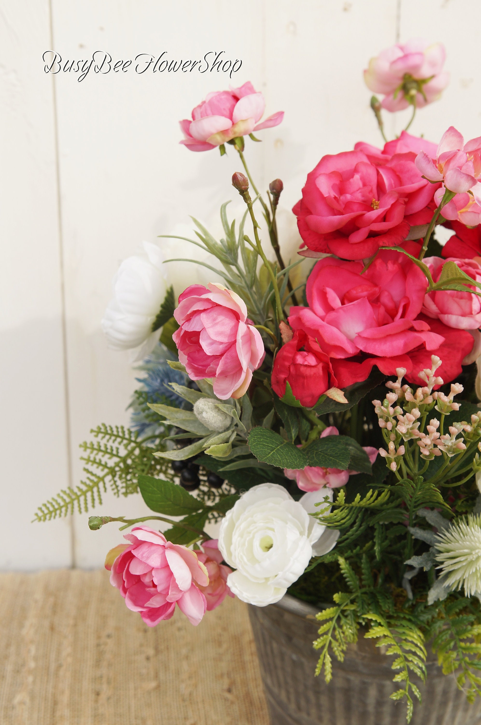 Beautiful Spring/Summer Flower Arrangement in Galvanized Pail | Etsy