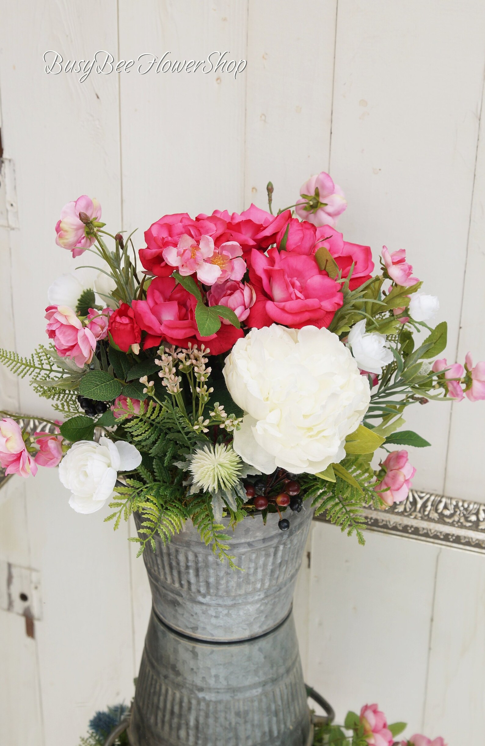 Beautiful Spring/summer Flower Arrangement in Galvanized Pail | Etsy