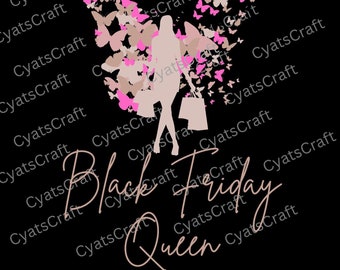 Black Friday Shopping SVG, Black Friday PNG, Woman Shopping SVG, Butterfly