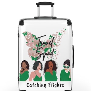 Travel Squad Hard shell Suitcase - Rose and Green