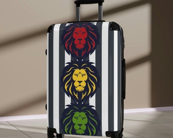 Trinity Lions Hard shell Suitcase - Rasta colors - Ites Gold and Green