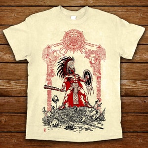 Aztec Warrior mens T shirt, Quetzalcoatl, Kukulkan, Feathered Serpent, Mayan, Mesoamerican, indigenous inspired fantasy art graphic tee