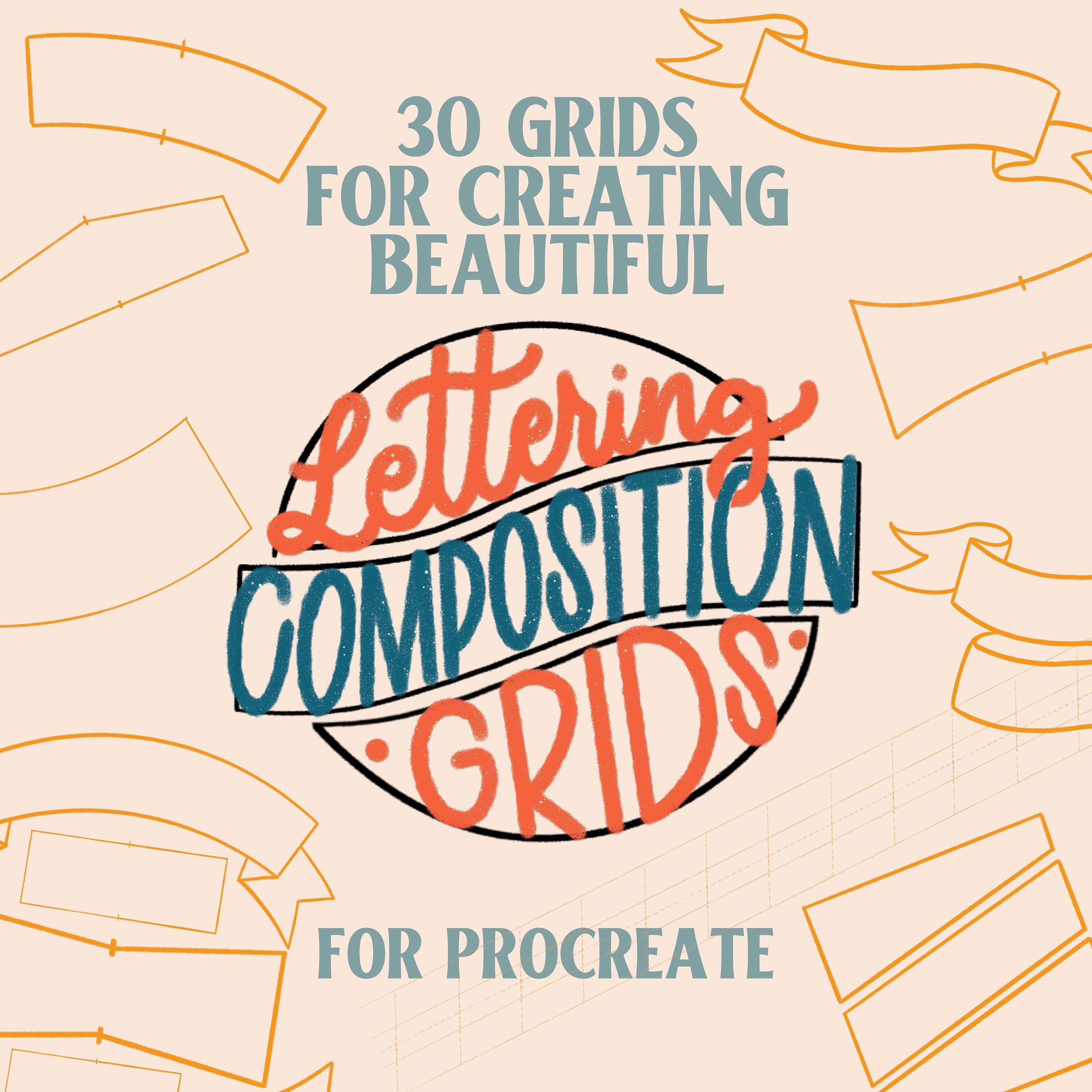 Pack de Lettering Grid Builder para Procreate | 30 Rejillas de Lettering y Guías de Composición | Pinceles de Caligrafía para iPad | Descarga Digital Instantánea