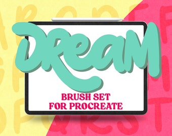 Dream Procreate Brush Set | texture brushes |  lettering brushes | calligraphy brushes | Calligraphy Brush | Digital Download