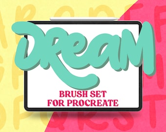 Dream Procreate-penselset: Textur och bokstäver (digital nedladdning)