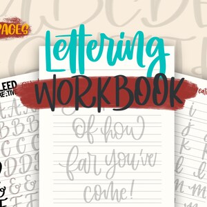 Digital Lettering Workbook | Calligraphy Lettering WorkBook | Monoline Brush | Procreate Workbook | Digital Download | Ipad Lettering