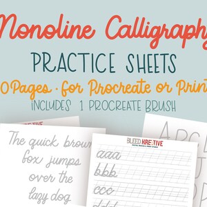 Digital Lettering Workbook | Calligraphy Lettering WorkBook | Monoline Brush | Procreate Workbook | Digital Download | Ipad Lettering