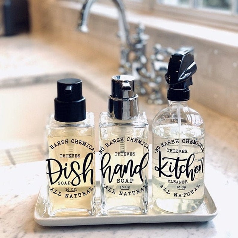 cleaner label bundle 16 oz spray bottle label essential etsy