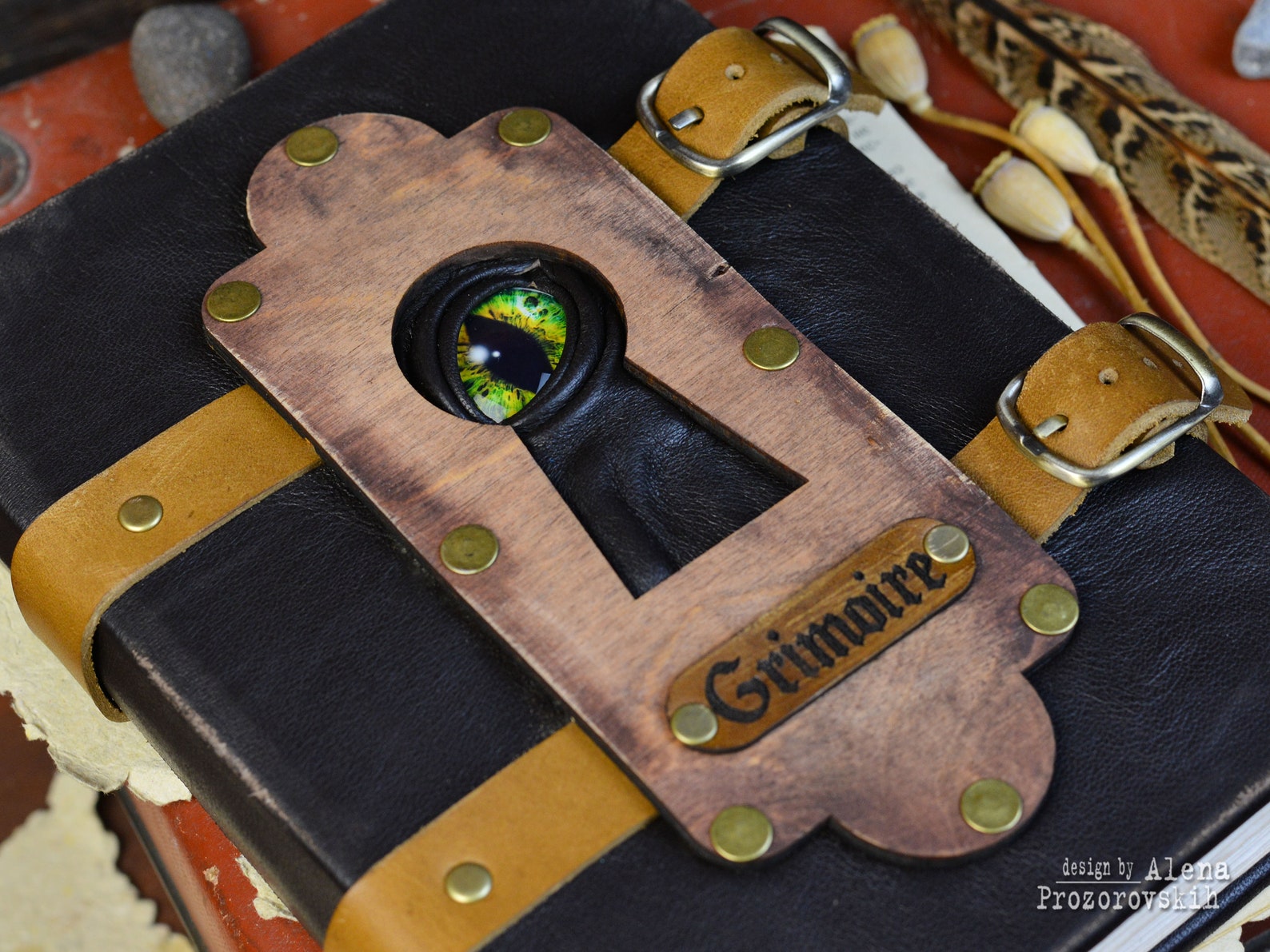 Leather grimoire Notebook Dragon black leather grimoire Etsy