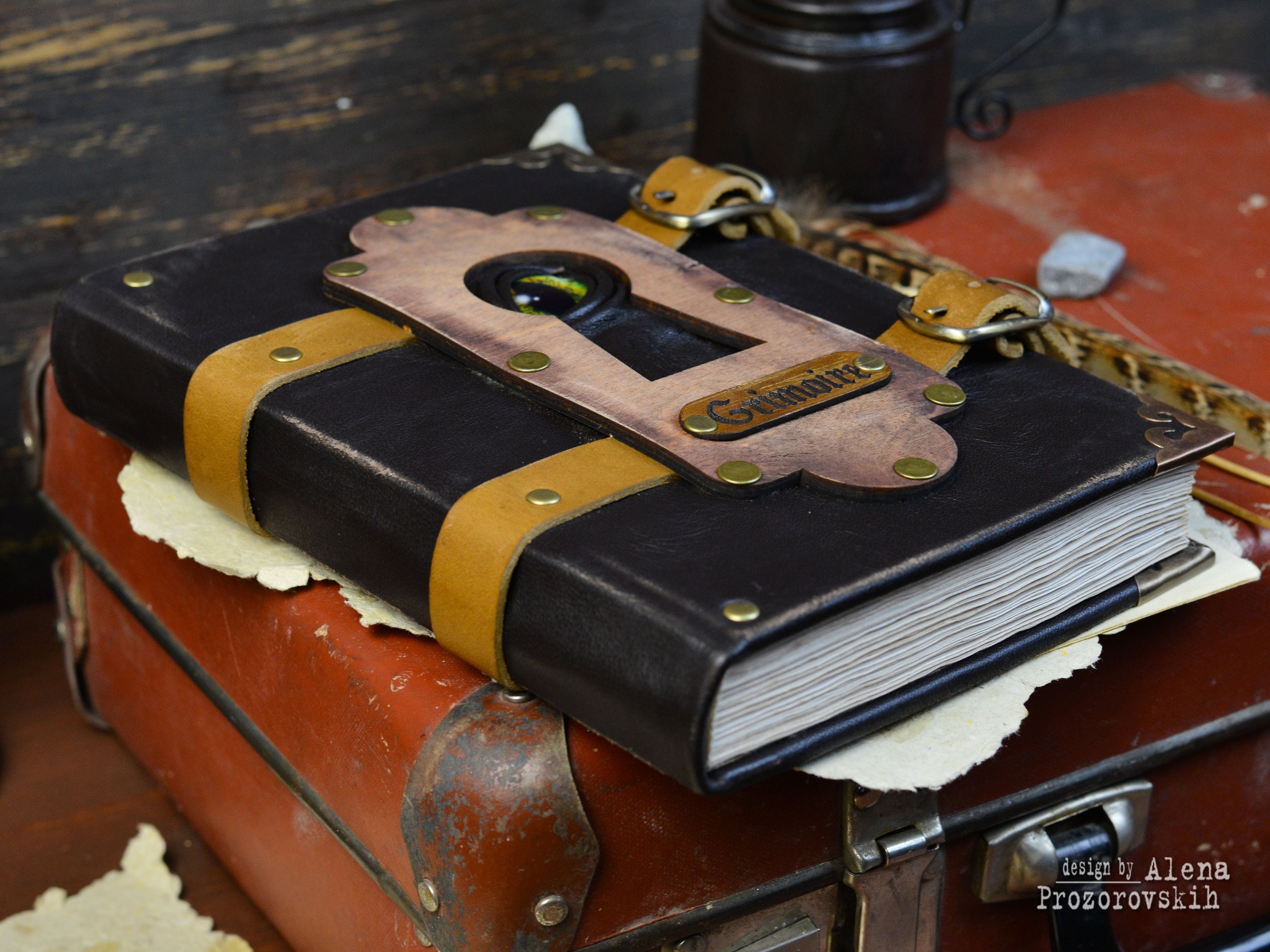 Leather grimoire Notebook Dragon black leather grimoire Etsy