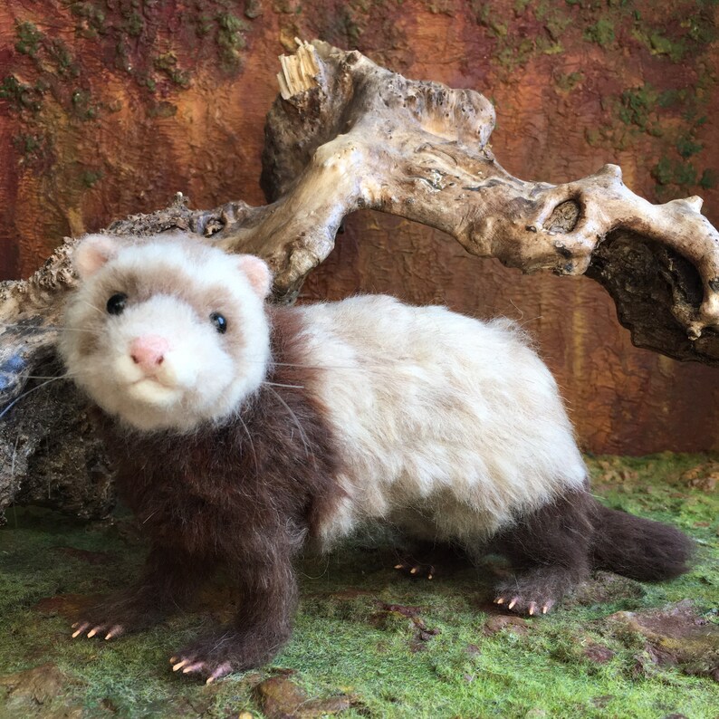 Ferret doll needle felted ferret sculpture. Etsy