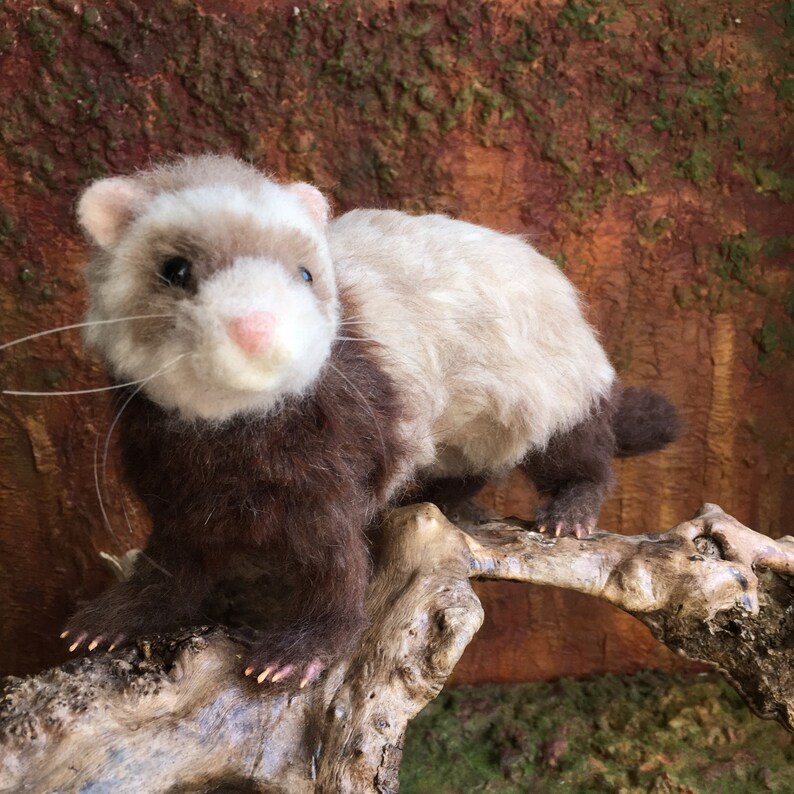 Ferret doll needle felted ferret sculpture. Etsy