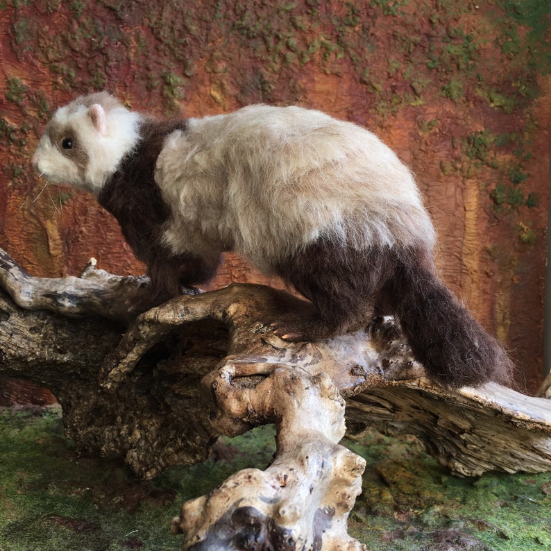 Ferret doll needle felted ferret sculpture. Etsy