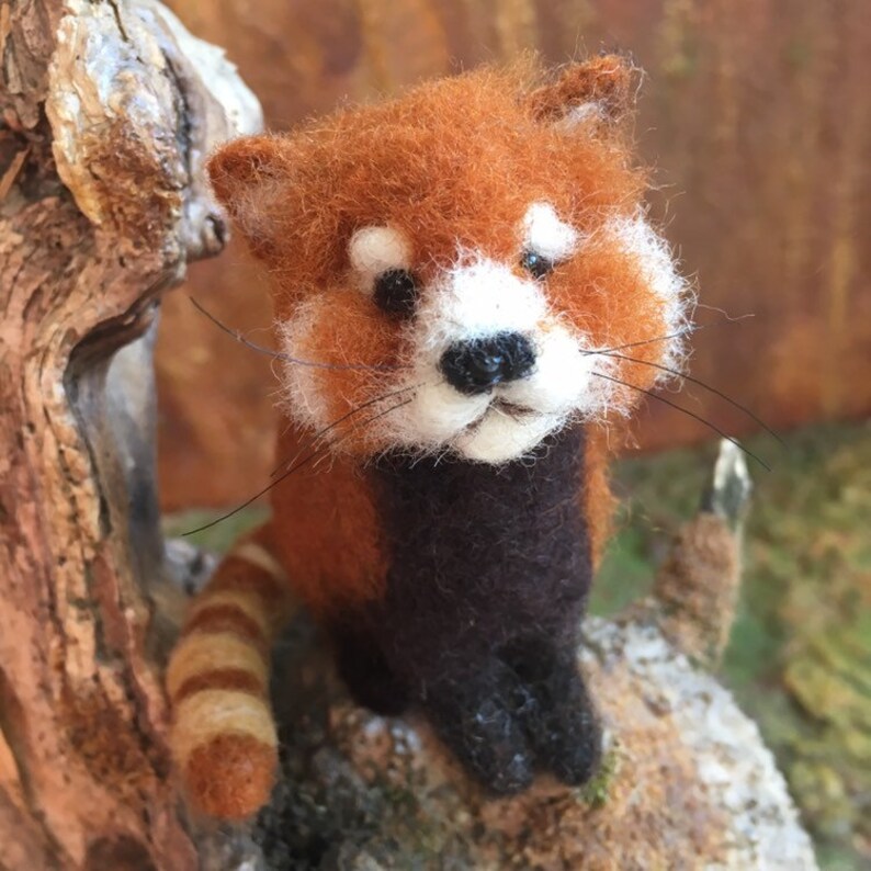 Needle felted red miniature panda doll first mothers day Etsy