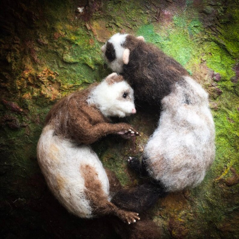Ferret doll needle felted ferret sculpture. Etsy
