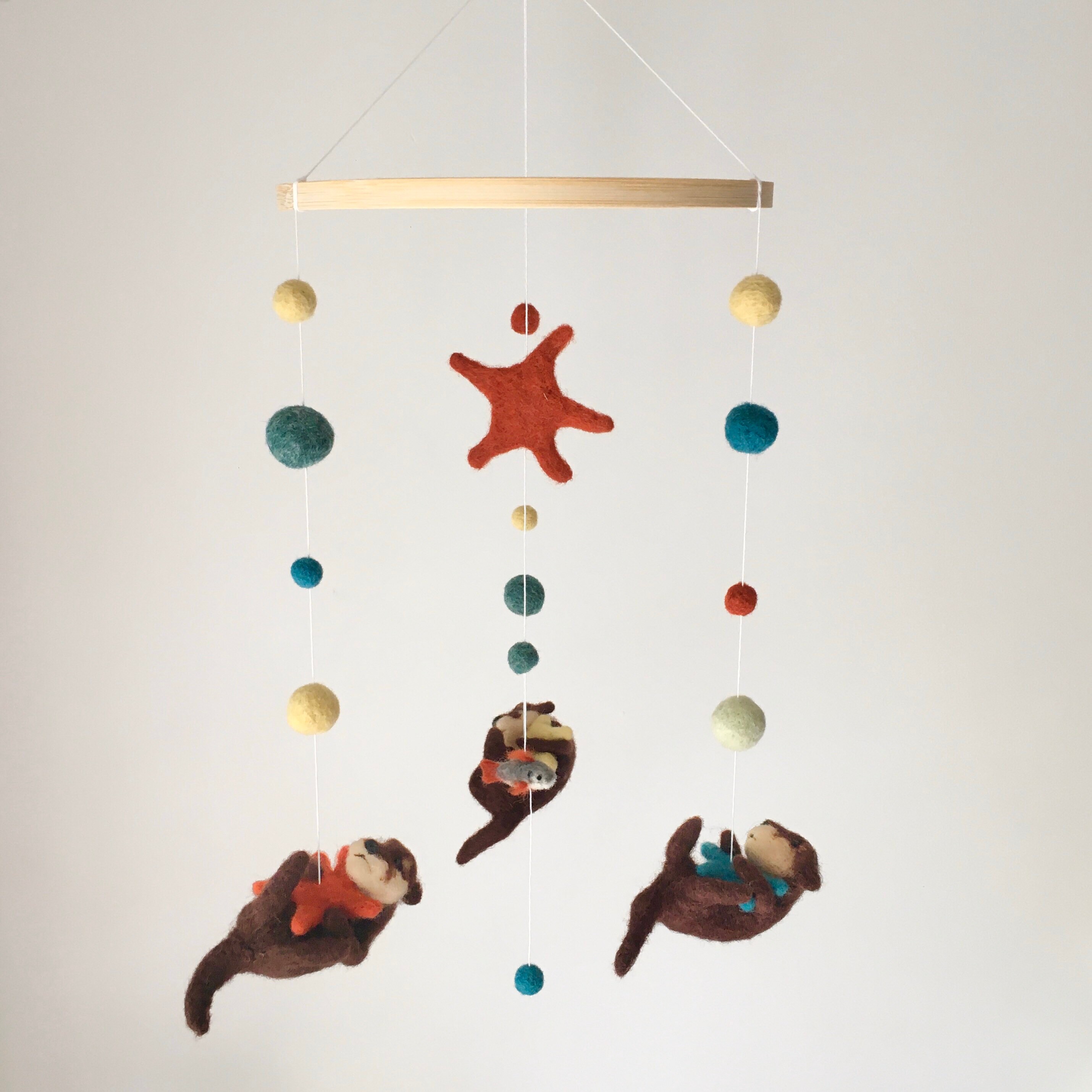 Swiming otters holding starfish Baby crib mobile Felt Etsy