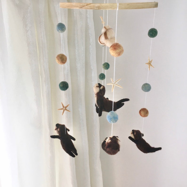 Felt Otters Baby Mobile Starfish Baby Mobile Ocean Baby Etsy