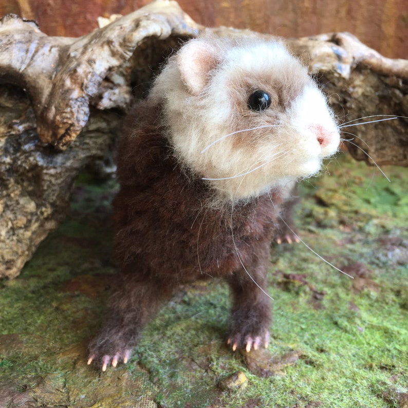 Ferret doll needle felted ferret sculpture. Etsy