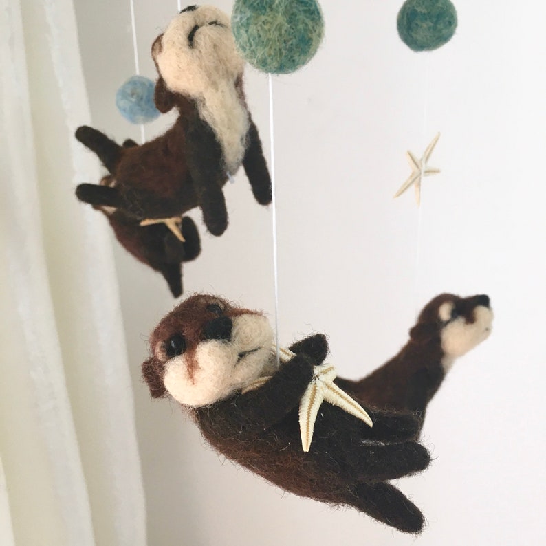 Felt Otters Baby Mobile Starfish Baby Mobile Ocean Baby Etsy