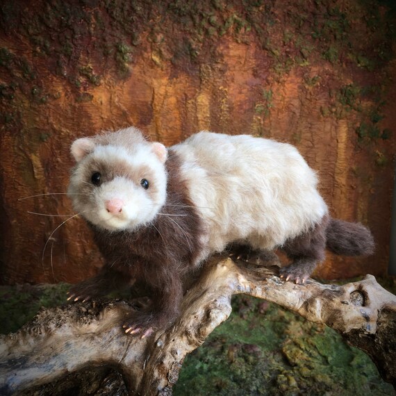 Ferret doll needle felted ferret sculpture. Etsy
