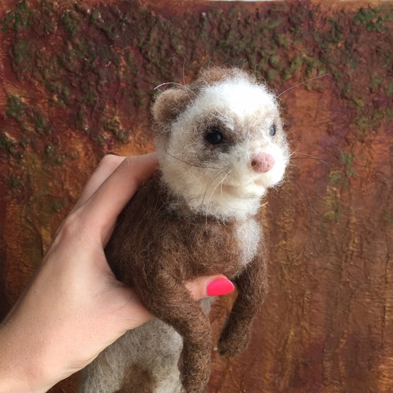 Ferret doll needle felted ferret sculpture. Etsy