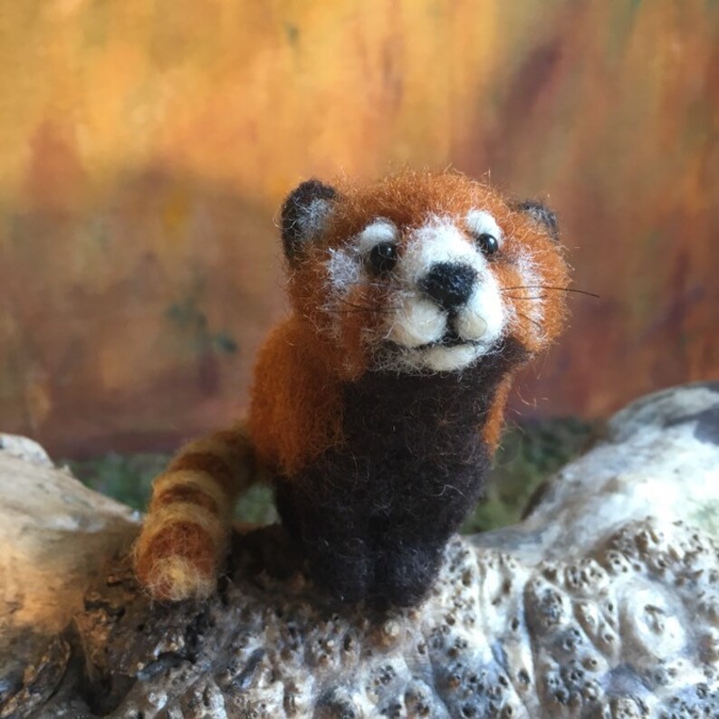 Needle felted red miniature panda doll first mothers day Etsy