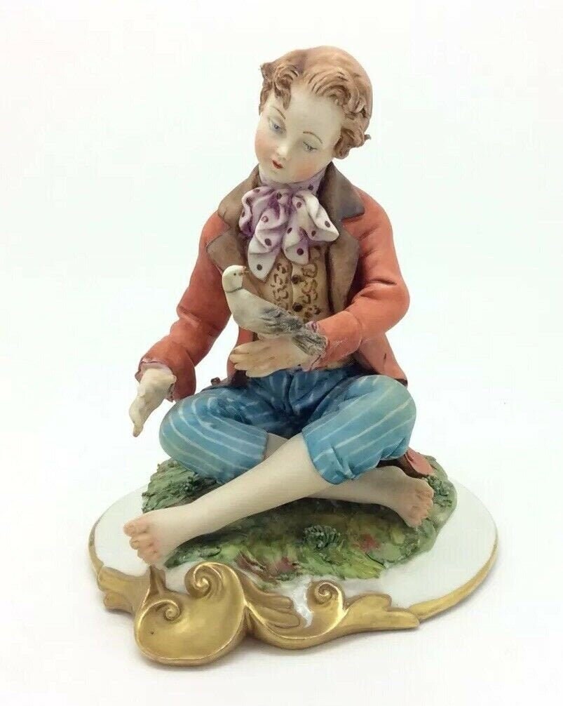 Volta Capodimonte Boy with Pigeon Figurine Porcellana 14cm Etsy