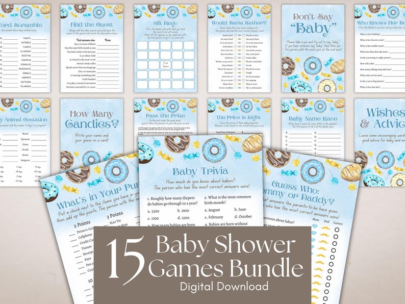 Sweets Printable Games Bundle | 15 Shower Group Activities | Sweet Boy ...