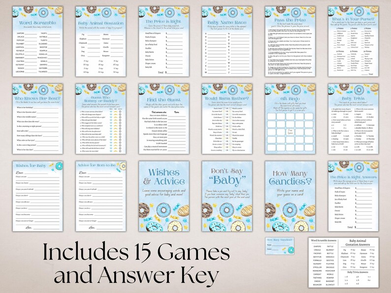Sweets Printable Games Bundle | 15 Shower Group Activities | Sweet Boy ...