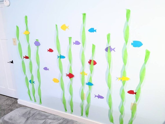 Fish and Seaweed Decorations / Ocean or Beach Decor / Mermaid
