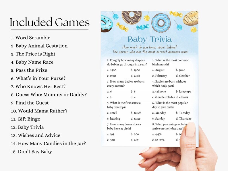 Sweets Printable Games Bundle | 15 Shower Group Activities | Sweet Boy ...