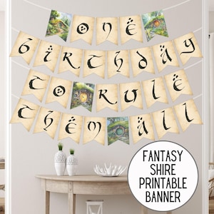&quot;Fantasy Shire &quot;&quot;One Birthday to Rule Them All&quot;&quot; Banner, Magie Ring Geburtstagsparty, Neues Abenteuer Baby Shower, Elvish Dekorationen Download 3020.&quot;